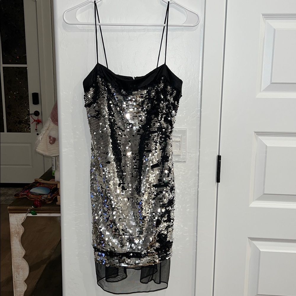 Dave & Johnny Silver Sequin Mini Dress 3/4